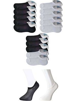 Store Mania Ieg™ Siyah ve Beyaz Erkek Görünmez Çorap 15 Çift