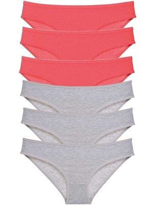Store Mania Ieg™ 6 Adet Süper Eko Set Likralı Kadın Slip Külot Fuşya Gri