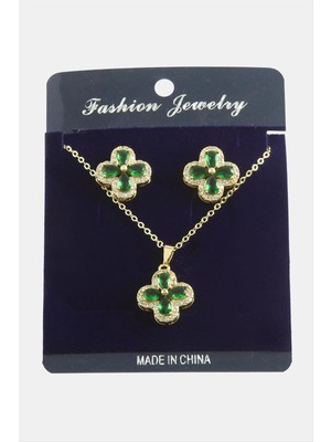 Store Mania Ieg™ Çiçek Zirkon Taşlı Set Kolye