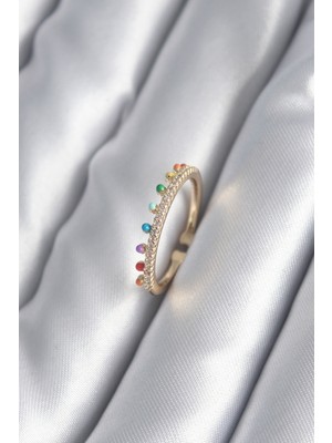 Store Mania Ieg™ Pirinç Gold Renk Zirkon Taş Detay Kadın Yüzük