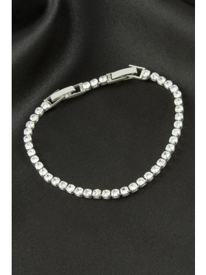 Store Mania Ieg™ Yuvarlak Zirkon Taşlı Lüks Kararmaz Bileklik 3 mm