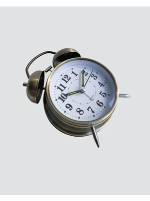 Store Mania Ieg™ Nostaljik Bronz Metal Alarmlı Masa Saati Büyük Boy Dekoratif ve Şık Tasarım