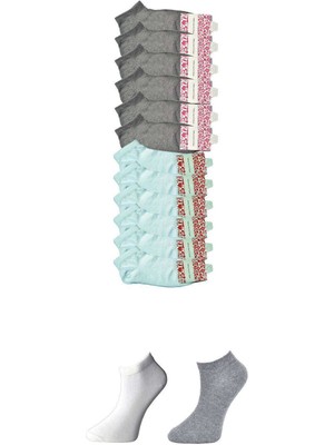 Store Mania Ieg™ Gri ve Beyaz Kadın Bilek Çorap 12 Çift