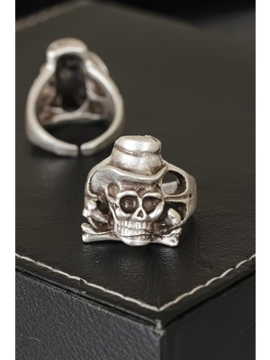 Store Mania Ieg™ Kuru Kafa Tasarımlı Eskitme Gümüş Renkli Ayarlamalı Model Erkek Yüzük