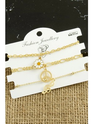 Store Mania Ieg™ 3 Adet Papatya Trend Zincir Bileklik