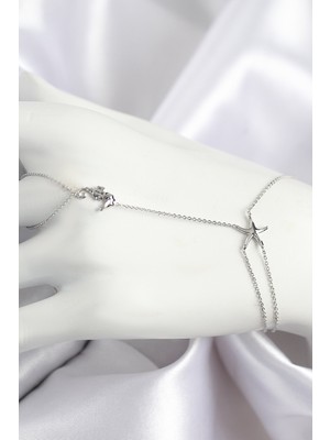 Store Mania Ieg™ Pirinç Zirkon Taşlı Deniz Atı ve Yıldız Model Gümüş Renk Şahmeran