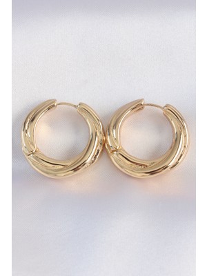 Store Mania Ieg™ Pirinç Gold Renk Asimetrik Kıvrım Küpe