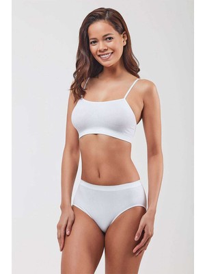 Store Mania Ieg™ Elite Life Kadın Ince Askılı Dikişsiz Beyaz Büstiyer 851