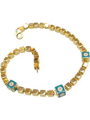 Genel Mineli Küp Göz Bileklik Künye 14 Ayar Altın Hd Videolu