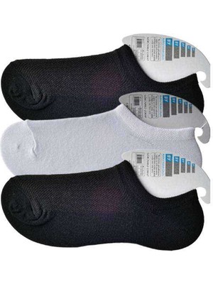 Store Mania Ieg™ Siyah ve Beyaz Erkek Görünmez Çorap 3 Çift