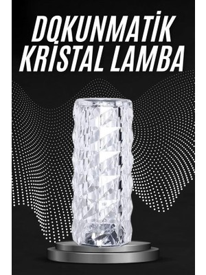 Store Mania Ieg™ Kristal Lamba Masa Lambası Şarjlı Masa Lambası Dokunmatik Sensör USB Şarjlı