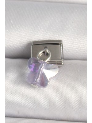 Store Mania Ieg™ 316L Çelik Gümüş Renk Mor Zirkon Taşlı Nomination Charm