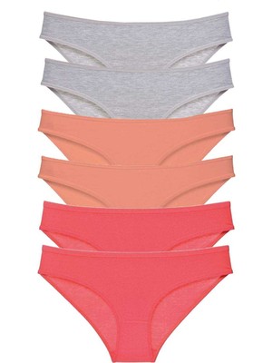 Store Mania Ieg™ 6 Adet Süper Eko Set Likralı Kadın Slip Külot Gri Pudra Fuşya