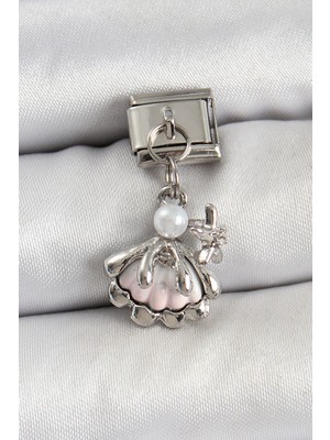 Store Mania Ieg™ 316L Çelik Sallantılı Inci Detaylı Istiridye Model Gümüş Renk Nomination Charm