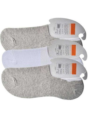 Store Mania Ieg™ Gri ve Beyaz Erkek Babet Çorap 3 Çift