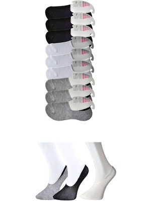 Store Mania Ieg™ Siyah Gri ve Beyaz Kadın Babet Çorap 9 Çift