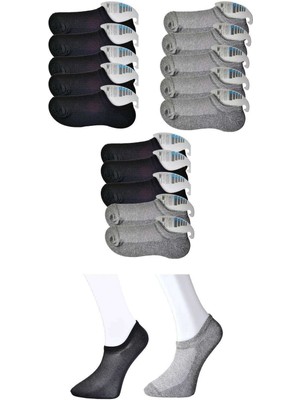 Store Mania Ieg™ Siyah ve Gri Erkek Görünmez Çorap 15 Çift
