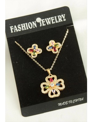 Store Mania Ieg™ Çiçek  Zirkon Taşlı Set Kolye