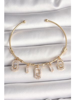 Store Mania Ieg™ Pirinç Gold Renk Sallantı Zirkon Taşlı Messika Figür Charm Kadın Bileklik