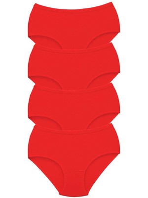 Store Mania Ieg™ 4 Adet Tutku Kadın Yüksek Bel Bato Kalın Lastik Külot Kırmızı