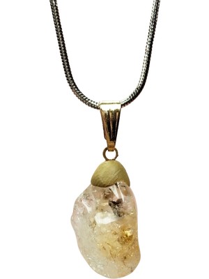 Store Mania Ieg™ Sitrin Doğal Taşı Zincirli El Yapımı Kolye Uç: 2 cm Zincir: 20 cm Kutulu