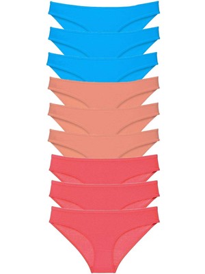 Store Mania Ieg™ 9 Adet Süper Eko Set Likralı Kadın Slip Külot Pudra Fuşya Mavi