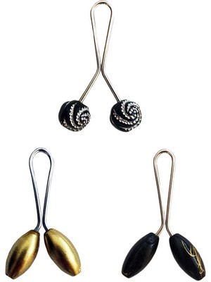 Store Mania Ieg™ 3 Adet Tesettür Eşarp ve Şal Klipsi Sarı Siyah Siyah Desenli