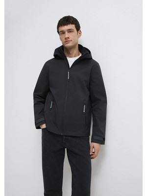 Mavi Kapüşonlu Siyah Ceket 0110763-71379