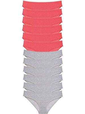 Store Mania Ieg™ 12 Adet Süper Eko Set Likralı Kadın Slip Külot Fuşya Gri