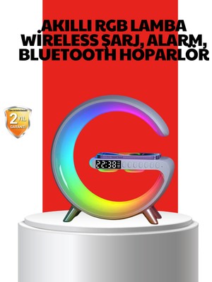 Store Mania Ieg™ Kablosuz Şarjlı Atmosfer Lambası Bluetooth Hoparlör ve Akıllı Alarm Özellikli
