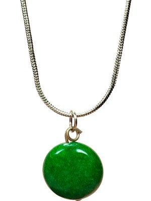 Store Mania Ieg™ Zümrüt Doğal Taşı Zincirli El Yapımı Kolye Uç: 1,5 cm Zincir: 20 cm Kutulu