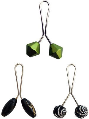 Store Mania Ieg™ 3 Adet Tesettür Eşarp ve Şal Klipsi Siyah Siyah Desenl Yeşil