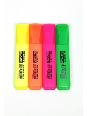 Store Mania Ieg™ 4'lü Neon Renk Italyano Fosforlu Kalem Ergonomik Tasarım Kolay Kullanım Fosforlu Işaret