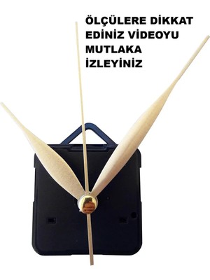 Cnr Shop Sessiz Çalışan Saat Mekanizması Şaft Uzunluğu 14 mm Saat Motoru Akrep Yelkovan Saniye Askılı Gold