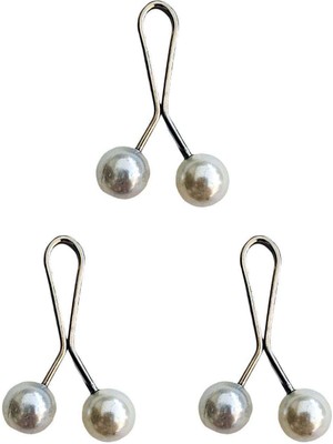 Store Mania Ieg™ 3 Adet Tesettür Eşarp ve Şal Klipsi Inci Beyaz