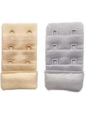 Store Mania Ieg™ 2 Adet Agraf Sütyen Uzatma Kopçası 3 Sıra / 2 Kanca Ten Gri