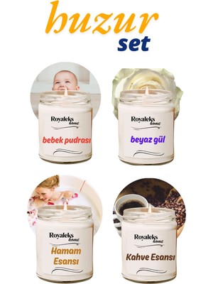 Store Mania Ieg™ 4 Adet Doğal Özel Seri Kokulu Dekoratif Kavanoz Mum 4X210 cc - Huzur Seti - Ryl