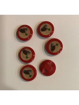 öztürk Yeşilbaş Ördek Bebe Düğmesi. 1.4cm. 6'lı Paket. Kırmızı.