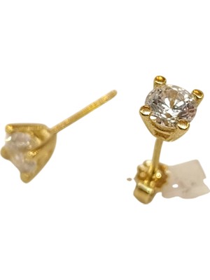 Genel Tek Taş Küpe 14 Ayar Altın Hd Videolu