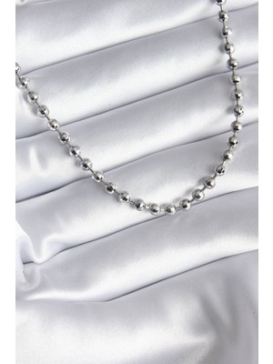 Store Mania Ieg™ Pirinç Gümüş Renk Topçuk Detay Kadın Kolye - TJ-BKO8238