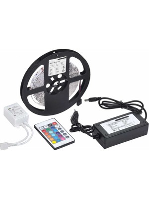 Store Mania Ieg™ 5 mt 3 Cipli Rgb Şerit LED Silikonlu Adaptör Uzaktan Kumanda Tak Çalıştır