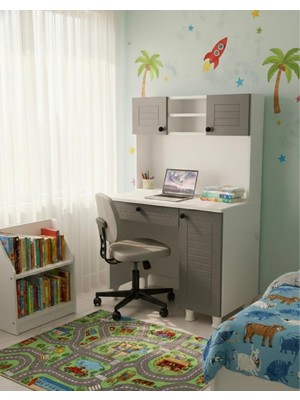 Ferza Mobilya Antrasit Renk Membran Kapak Mdf Gövde Çalışma Masası