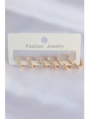 Shopwave Pirinç Gold Renk Kalp Model Küpe Seti
