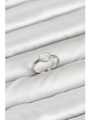 Store Mania Ieg™ Pirinç Gümüş Renk Kalpli Kadın Yüzük - TJ-BYK3881