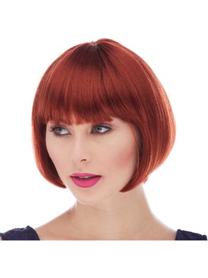 Store Mania Ieg™ Kızıl Renk Düz Kesim Astarlı Küt Parti Peruğu
