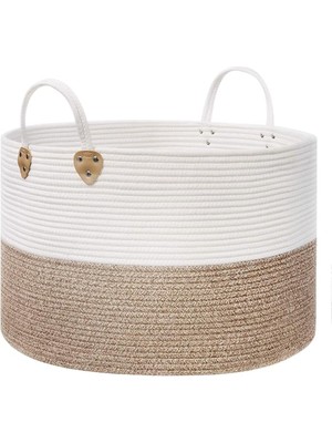 Astera 100L Kapasiteli, Kahverengi-Bej Pamuk Sepet. 55X55X35 cm Çok Amaçlı