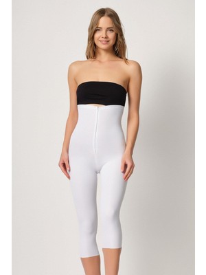 Beruflic Beyaz Mı Angel 2868 Fermuarlı Kapri Tayt Lazer Korse