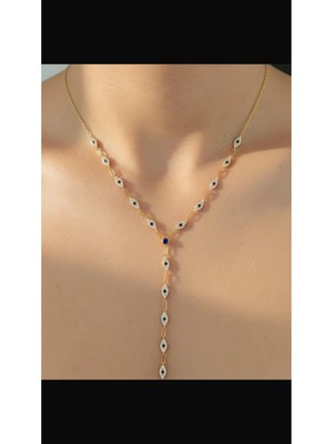 Wind Silver Nazar Sıralı Y Kolye 925 Ayar Choker