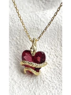 Wind Silver Kalbi Saran Yılan Kolye 925 Ayar