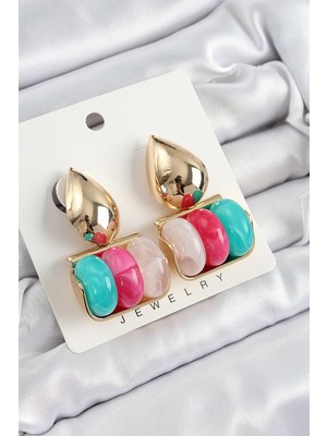 Store Mania Ieg™ Pirinç Karışık Renk Vintage Model Kadın Küpe - TJ-BKP10863